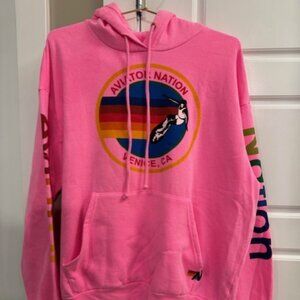AVIATOR NATION RELAXED PULLOVER HOODIE UNISEX - NEON PINK